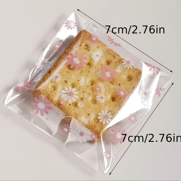 Pink Floral Print Clear Mini Self Seal Bags - Set of 25 - Picture 2 of 2